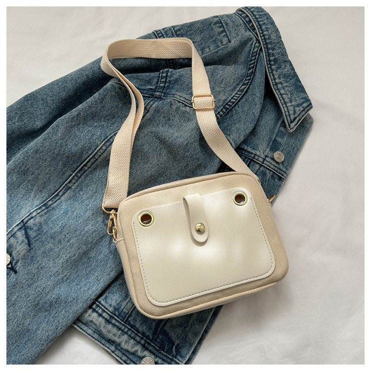 Wholesale Contrasting Color Cute Simple Canvas Shoulder Bag
